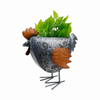 Metal garden chicken statue lawn ornaments yard galvanized flower pot