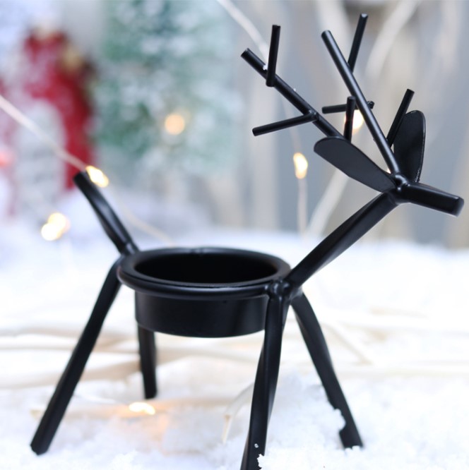 Wholesale Metal Black Reindeer Wrought Iron Tealight Candle Holders China