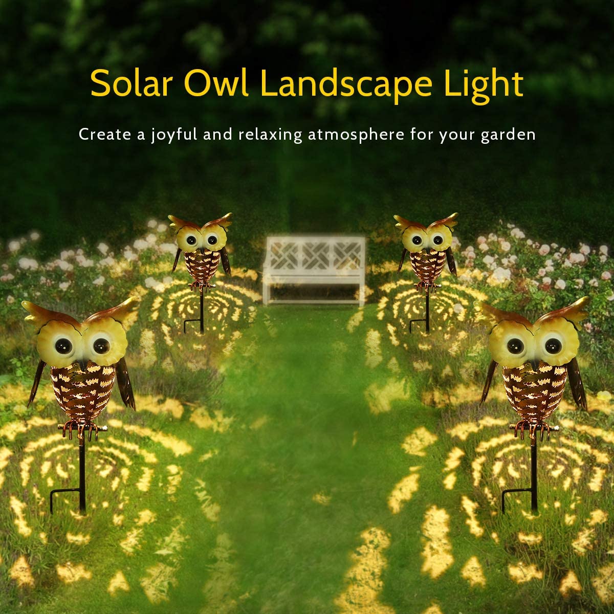 Solar Lights, Outdoor Solar Garden Light, LED OWL Garden Decoration Solar Powered Stake Light for Lawn,Patio or Courtyard