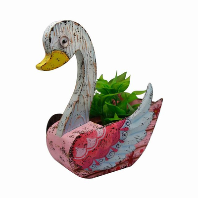 Metal swan planter containers iron garden ornament stand flower pot