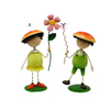 Little boy and girl garden statues with flower cool home decor yard ornaments near home