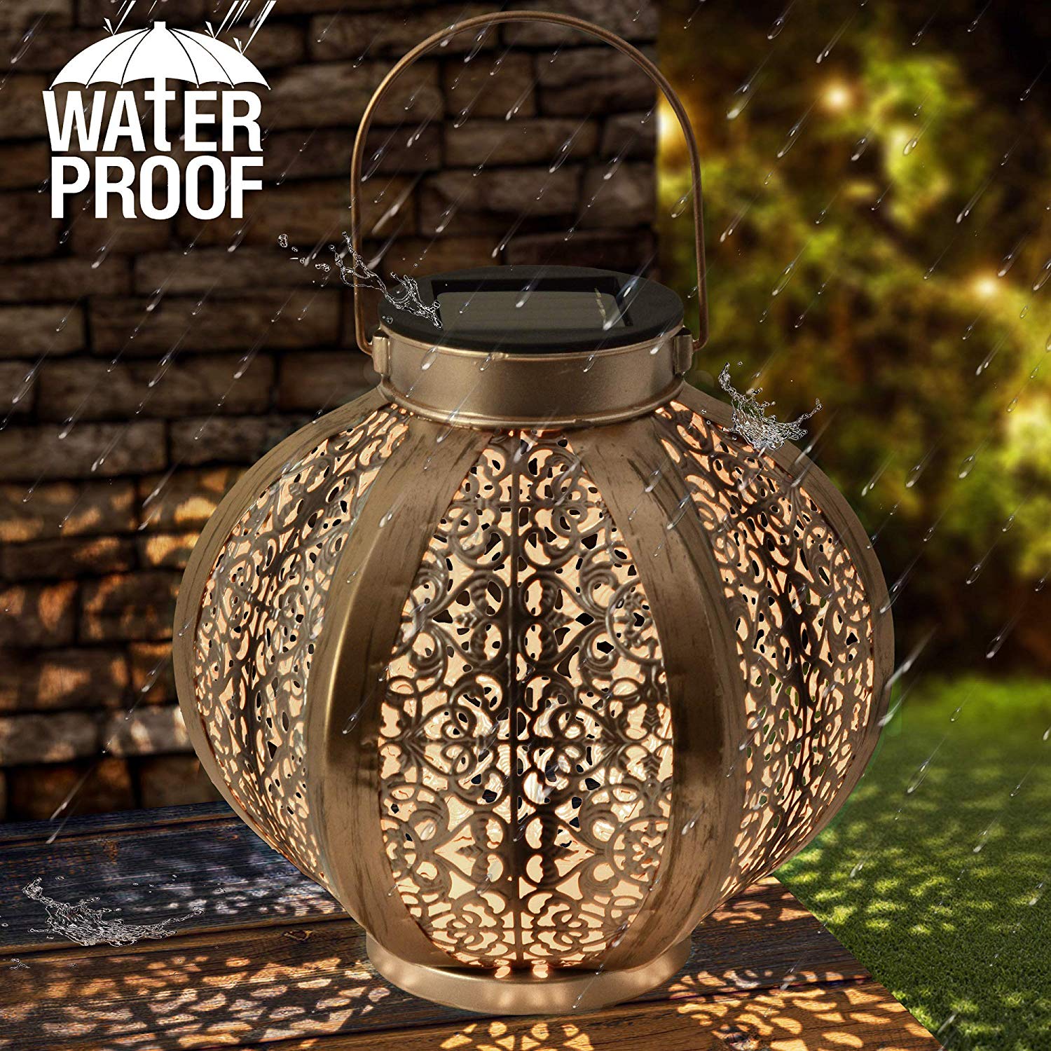 Outdoor Hanging Waterproof Patio Decor Solar Powered Garden Lantern Light
