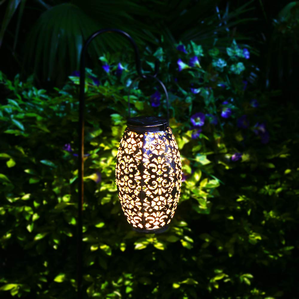 Outdoor Ornaments Gift Table Decor Hanging Solar Lights Metal Garden Lanterns