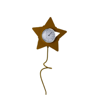 Metal decorative garden rustic art craft stakes with thermometer functions star yard stakes