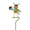 Metal iron garden decorative stakes bee with catching butterfly net for sale