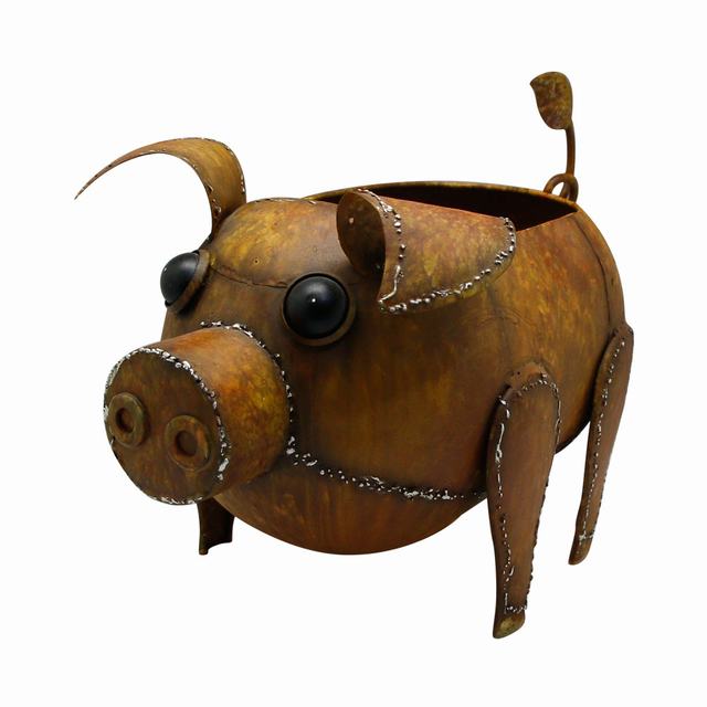Metal pig short legs stand plant pot pig lawn ornament bucket pots