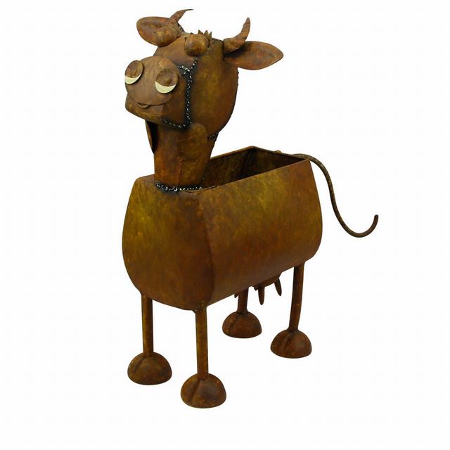 Life size garden sheep ornaments tall iron stand planter pot with a square metal plant bucket