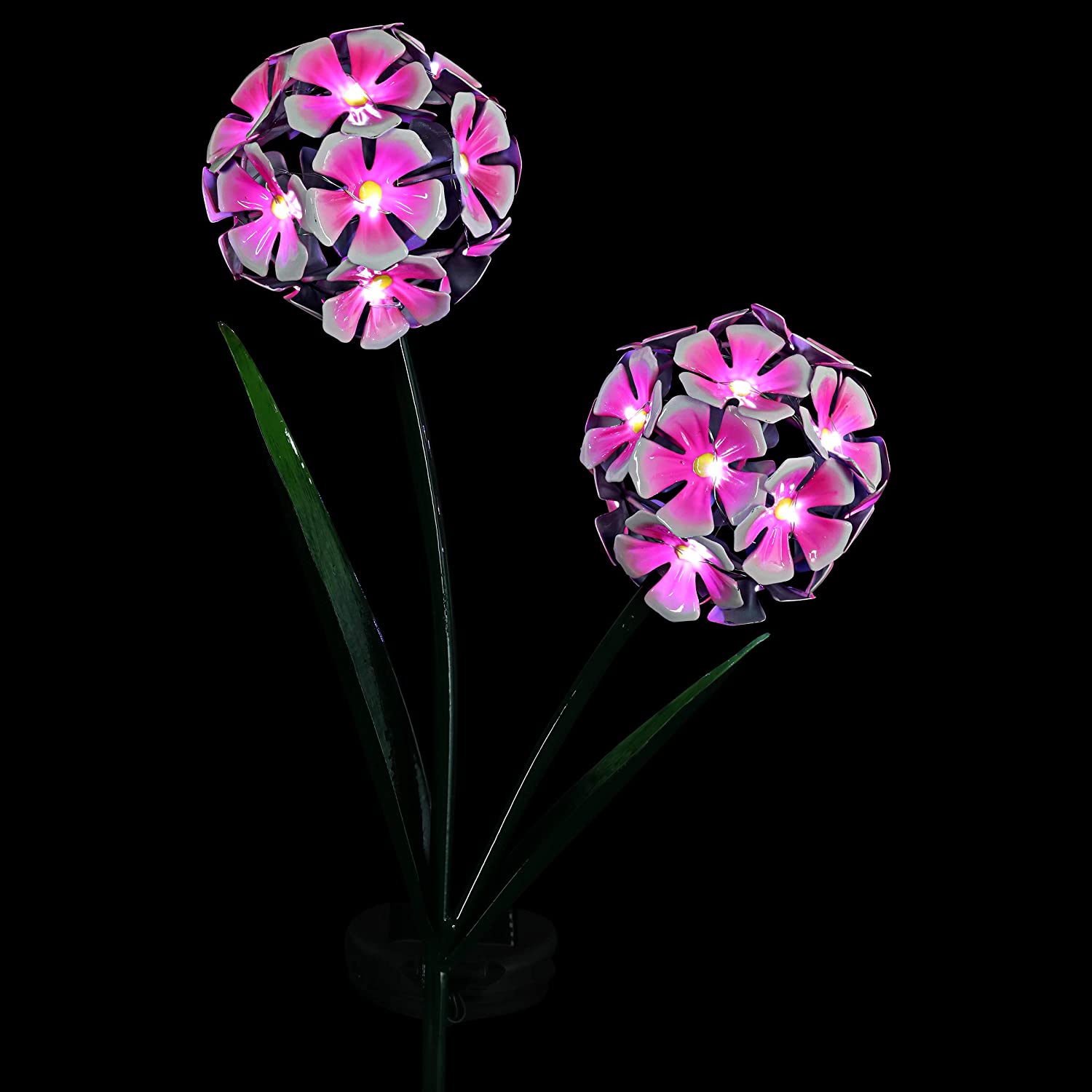 Solar Hydrangea Garden Stake Pink Hydrangea Balls LED Lights Hydrangea Flowers Metal Stake Metal Hydrangea Decor Lights