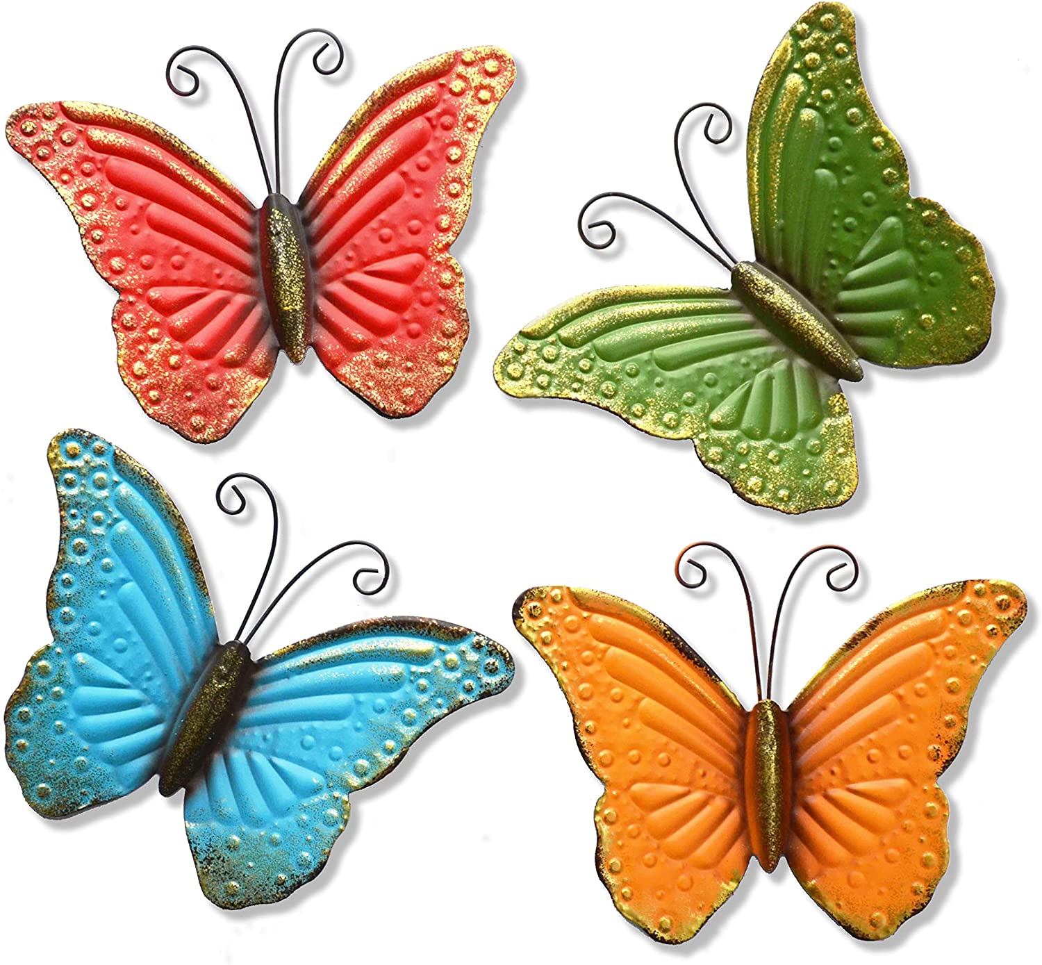 Metal Butterfly Wall Art Decor Set of 4 Colorful Garden Wall Sculptures