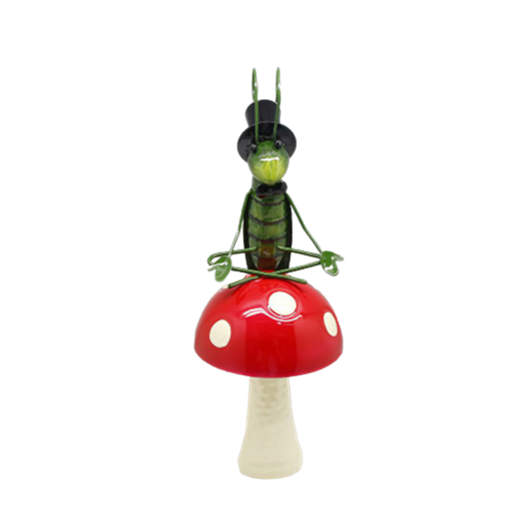 New design decorative garden yoga series mushroom stakes ladybug yard stakes