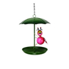 Home made decorative hanging frog bird feeder in tree bird feeder plate